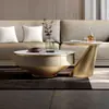 Mesa de centro multifuncional de pizarra, estilo italiano moderno de lujo ligero color crema, diseño simple para sala de estar, modelo nuevo para apartamentos pequeños, combinación redonda