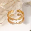Anillo de Dedo Índice Retro Francés Transfronterizo de Lujo Ligero con Incrustaciones de Cobre y Circonita Anillo de Hoja de Nicho Anillo Versátil Simple Galvanizado