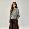 2026 Nuevo Chal de Punto Off-Shoulder Estilo Francés de Manga Larga para Mujer, Verano, Caído, Diseño Único, Top Ligero