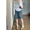 Primavera 2025 Nueva Llegada Moda Cintura Alta Combinación con Todo Jeans Delgados para Mujer Pantalones Sueltos Adelgazantes de Pierna Ancha Azul Vintage