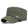 Gorra Plana de Algodón Casual para Hombre para Exteriores con Logo Cuadrado Metálico, Visera Solar, Transpirable, Gorra de Béisbol Ajustable para Comercio Transfronterizo