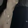 Transfronteiriço Novos Acessórios Personalidade Punk Lock Colar Moda Europeia e Americana Moda Feminina Cruz Pingente Corrente de Lã