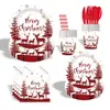 Navidad Tema Fiesta Vajilla Desechable Platos de Papel Servilletas de Papel Copos de Nieve Patrón Almizcle Juego de Decoración