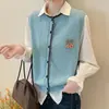 Cardigan de malha para primavera, colete de malha para mulheres, novo estilo de primavera, versátil para sobreposição, top de malha sem mangas que rejuvenesce