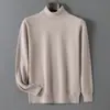Suéter de Cuello Alto Nuevo para Hombre Otoño e Invierno Andy Terciopelo Tejido Pulóver Manga Larga Casual Capa Base Talla Grande Transfronterizo