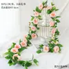 Enredadera de Flores Artificiales de Rosa Zarcillo Colgante de Pared Enroscada Cubierta Decorativa para Tubería de Agua de Aire Acondicionado Sala de Estar Techo Planta de Plástico