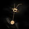 Collar Amoy Dream para mujer, con personalidad, de moda, de acero de titanio chapado en oro de 18 quilates, colgante redondo de marca con letras, elegante cadena de clavícula.