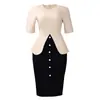 D3359 Amazon Comercio Exterior Transfronterizo Nuevo Estilo Elegante y Moderno Cuello Redondo Manga de Tres Cuartos Patchwork Vestido Ajustado al Cuerpo