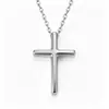 Collar con Colgante de Cruz de Plata de Ley s925 Estilo Ins Nuevo para Hombre Tendencia Versátil Sencillo Moda