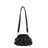 Fecho de Comércio Exterior Rebite Nuvem Pregueada Conta Redonda Strass Elegante Bolsa Pequena Transversal Design de Luxo Leve Bolsa de Ombro Feminina