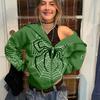2023 Cross-border Spider Web Zipper Sweater Feminino Casual Trendy Hoodie Primavera e Outono Fleece Jaqueta Americana