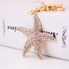 Lindo Llavero de Estrella de Mar con Pedrería de Diamante Vida Marina Accesorios para Bolso de Novia de Mujer Colgador de Coche Llavero 846