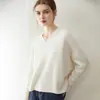 Nuevo Suéter de Punto para Mujer 100% Cachemira Pura Otoño/Invierno, Cuello en V, Hombro Caído, Corte Holgado, Adelgazante, Cálido