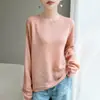 Otoño/Invierno 2026 Nuevo Suéter de Punto de Seda y Cachemira de Alta Gama Cuello Redondo Dobladillo Enrollado Manga Larga Color Sólido Top Calado