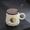 Taza de bronce de personalidad de alto valor taza de café con relieve creativo taza de agua para pareja grabada con tapa logo personalizado