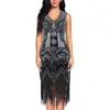 Vestido de lentejuelas y perlas estilo retro 1920 con escote en V delantero y trasero Vestido de borlas de moda Artículo Caliente de Aliexpress Amazon