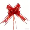 Novo Modelo 50 # Grande Laço de Gaze de Neve Flor Decorativa Amarrada à Mão para Carro de Casamento, Natal e Decoração de Fita para Presente de Feriado.