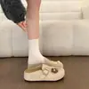 Decoração Cartoon Doce Birkenstock Retrô Sapatos Femininos 2026 Nova Coleção Primavera/Outono Solado Macio Versátil para Exterior Bico Fechado Meia-sapatilha Pessoa Preguiçosa