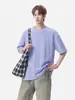 Camiseta de manga corta para hombre con patrón de diamantes huecos, estilo nicho de verano, manga de tres cuartos desgastada, talla grande, corte holgado, camiseta versátil de manga media