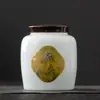 Pote de Cerâmica para Chá Pote Pequeno Caixa de Chá para Amostras Domésticas Armazenamento Lixeira Selada para Chá Pote de Chá Refinado Pote de Chá Prático