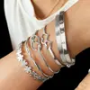 Conjunto de Pulseiras em Camadas com Coração Cravejado de Diamantes Estilo Ins, Pulseira Aberta Estrela de Cinco Pontas, Acessório de Luxo de Nicho para o Dia a Dia