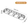 Plato de Acero Inoxidable 304 Estilo Coreano para Salsa para Barbacoa, Plato para Salsa para Sumergir, Plato para Salsa de Condimento para Hot Pot, Plato para Kimchi con Dos o Tres Compartimentos