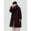 Otoño Invierno 2026 Nuevo Estilo Old Money Abrigo de Lana con Capucha para Hombre de Longitud Media Casual Holgado Ropa Exterior de Alta Gama a la Moda