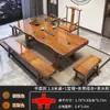 Mesa de Té Grande de Madera Maciza con Juego Completo de Sillas, Mesa de Té de Tablero Completo Estilo Chino para Hogar y Oficina, Mesa de Té y Mesa de Preparación de Té Integradas