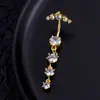 Anillo para ombligo de oro electrochapado más vendido de e-commerce para motos Estrellas de chicas calientes europeas y americanas Clavo para ombligo de melocotón Anillo para ombligo de orquídea lirio en el cielo comercio exterior