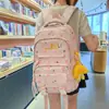 Mochila Escolar Estilo Healing com Bolinhas Coloridas Macaron para Meninas do 3º ao 6º Ano, Adequada para a Aula e Passeios, Mochila Leve