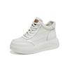 Sapatos de Couro Genuíno de Primeira Camada de Couro Bovino de Cano Alto para Mulheres 2026 Outono e Inverno Novo Estilo Solado Macio de Cano Alto com Cadarço Estilo Retro Tênis Casuais