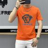 Estación Europea 2025 Verano Estampado Caliente de Alta Gama Base Camiseta de Manga Corta de Cuello Redondo Casual Nueva Moda para Hombre Ins