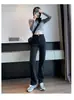 Jeans Rectos Negros para Mujer, Nuevo Estilo Otoño e Invierno 2025, Cintura Alta, Corte Holgado, Realzan la Altura, Adelgazantes, Pantalones Tipo Cigarrillo de Largo Hasta el Suelo, Otros