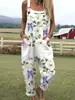 (Botón de Día) Ropa de mujer transfronteriza, Amazon, estilo europeo y americano, overol de verano con botones estampado digital 3D, pantalones de tirantes casuales