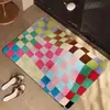 Alfombrilla de baño con patrón de tablero de ajedrez Líneas de dopamina para inodoro baño Alfombrilla versátil para pies Hogar Alfombrilla de tierra de diatomeas