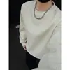 Suéter con Diseño de Patrón de Trigo Textura Hombres Holgado Jacquard Cuello Redondo Camiseta Interior Estudiante Manga Larga Camiseta Base