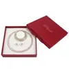 Caja para Set de Joyería con Lazo, Caja para Joyería de Pulsera y Collar de Perlas, Caja de Regalo para Empaque de Set de Tres Piezas de Joyería Dorada