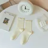 Calcetines de Otoño 2025 para Mujer Calcetines de Media Pantorrilla Calcetines de Algodón Transpirables Absorbentes de Sudor Calcetines de Algodón con Encaje de Otoño Casual Más Fáciles de Combinar Calcetines Largos
