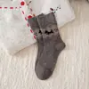 Calcetines Populares Fair Isle para Mujer en Invierno, Engrosados y Cálidos, Calcetines de Hilo de Idea a Media Pantorrilla, Lazo Retro de Dibujos Animados, Calcetines de Cachorro para Mujer