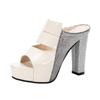 Sandalias de tacón alto para mujer, de verano, combinables, de moda, con plataforma y tacón grueso, para exteriores, con plataforma y boca de pez.