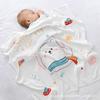 Manta de fibra de bambu gaze dupla toalha de banho infantil estampa de desenho animado 110*110 manta de ar condicionado para bebê manta com sensação de frio