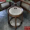 Mesa de Café Mahjong de Gama Alta con Forma de Abanico para Hotel Madera Maciza Placa de Roca Pequeño Estante de Almacenamiento Sala de Ajedrez y Cartas Estante para Agua de Té Especial para Casa de Té Antiescaldado