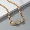 Moda Europeia e Americana Metal Dupla Cabeça Leopardo Diamante Masculino Colar Corrente Cubana Colar Legal