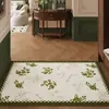 Alfombra de piso de encaje floral estilo bosque Felpudo minimalista francés para entrada Alfombra decorativa resistente a la suciedad para entrada de dormitorio