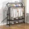 Tendedero de ropa simple de pie para dormitorio, Barra de ropa plegable para el hogar, Tendedero para balcón interior, Perchero para secar ropa, Armario
