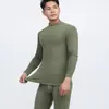 Terno Quente de Veludo Dupla Face com Gola Alta para Homens, Inverno, Forrado com Fleece, Autoaquecimento, Roupas de Outono, Calças Longas, Juventude, Cor Sólida, Slim Fit