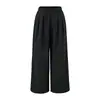 Calça Reta Casual de Cintura Elástica com Cordão, Novo Estilo Outono, Versátil, Emagrecimento, Cor Sólida, Calça Casual de Perna Larga para Mulheres