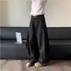 Design retrô americano, nicho, cool e estiloso, jeans de bainha curva estilo rua para mulheres, calças largas soltas de alta qualidade para homens