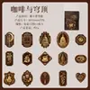 Pegatinas Sombra Oscura Serie Escudo Dorado Emblema Retro Material de Decoración para Diario Pegatinas 15 Hojas Incluidas