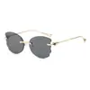 Gafas de Sol sin Marco de Mariposa de Nueva Moda Transfronterizas para Mujeres Europeas y Americanas, Versátil Estilo de Alta Gama de Moda Gafas de Pasarela